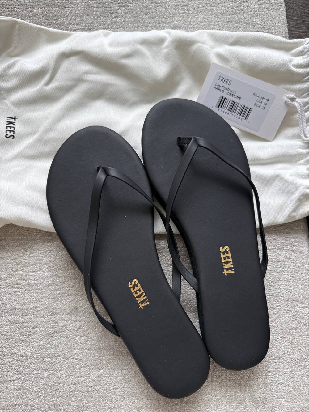 TKEES Classic sable Thin-Strap Flip Flops for Women platform